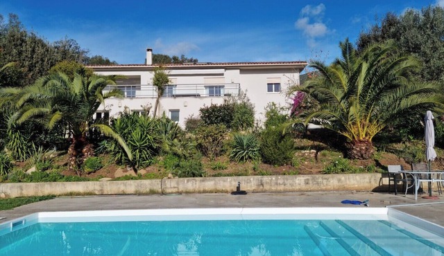T2, air-conditioned ground floor villa in la Campagne, near Ajaccio, 8/4 m pool.
